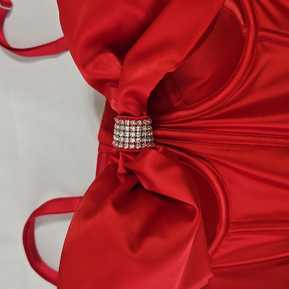 💋Victoria Secret RED SATIN BOW BUSTIER - size 32DD💋 - Picture 3 of 4